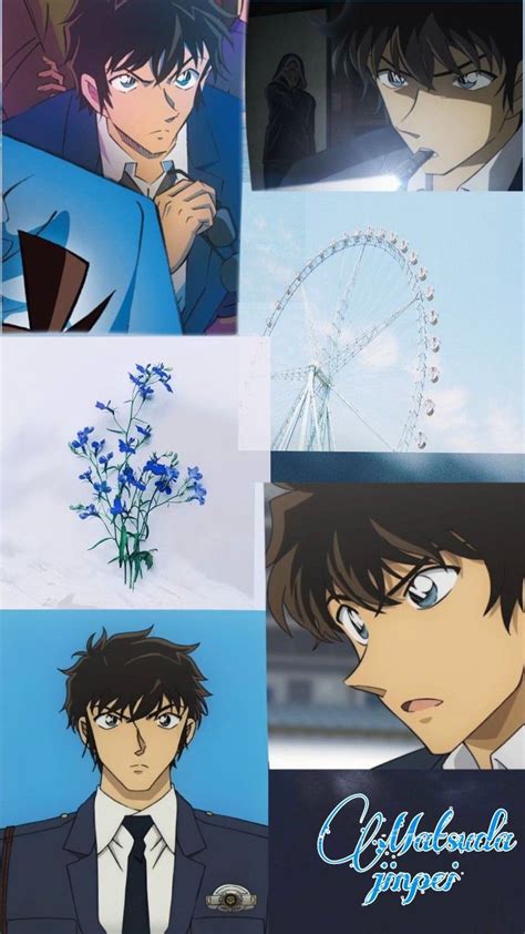 Anime Character Collages With Blue Flowers And Ferris Wheel In The