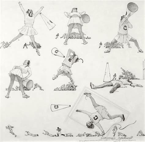 Cheerleader Drawing 1961 By Norman Rockwell Paper Print Norman