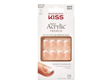 Kiss Salon Acrylic False Nails Kit French Bonjour 28s