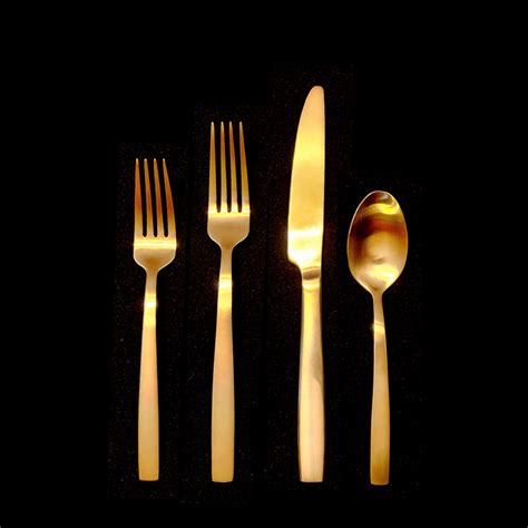 Brushed Gold 4 Piece Flatware Set — Delicate Dishes