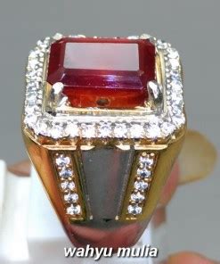 Cincin Batu Akik Merah Garnet Kotak Asli Kode 1716 Wahyu Mulia