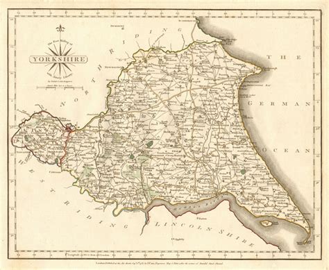 East Riding Of Yorkshire Antique Map By John Cary Original Outline