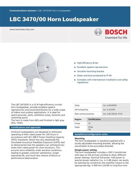 Lbc Horn Loudspeaker At Rs Bosch In Gurgaon Id