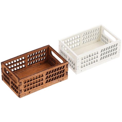 Raindrops 2pcs Mini Storage Basket Models Mini House Baskets Doll House