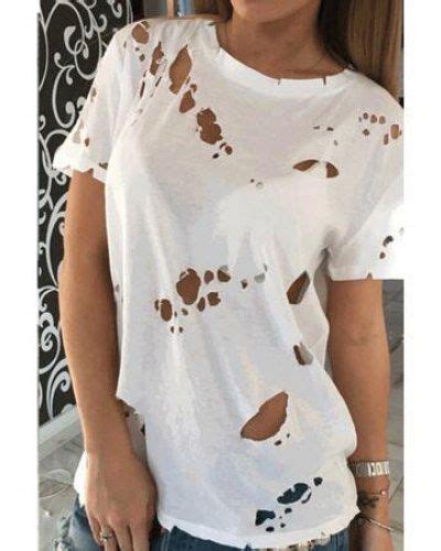 Personalized Ripped T Shirt With Holes In Them For Teenage Girls