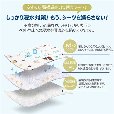 2枚セット おむつ替えシート 防水 ベビー ペット 介護 おねしょ 送料無料 オムツ 交換 マット 50cm×70cm コンパクト