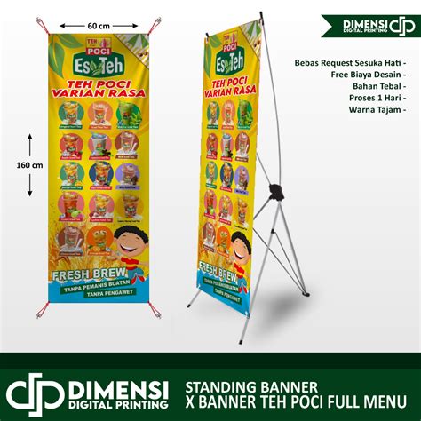 jual spanduk teh poci standing banner teh poci es teh poci