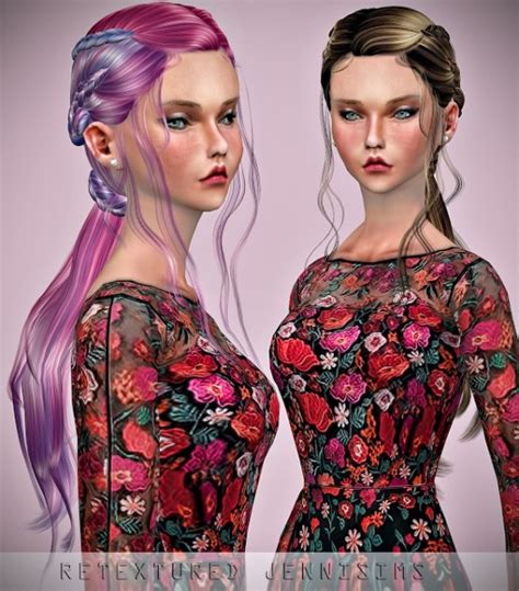 Jenni Sims Newsea`s Dragon Stone Hair Retextured Sims 4 Hairs