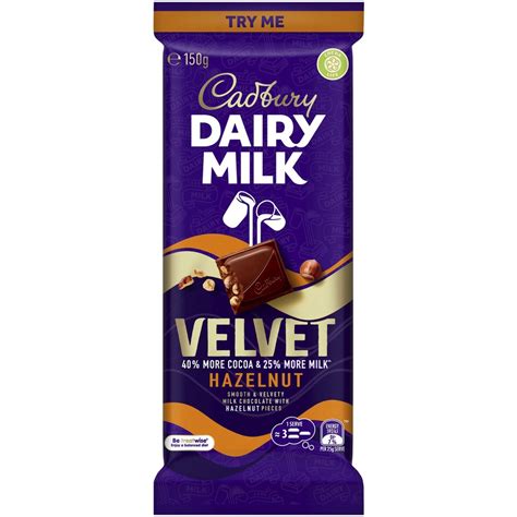 Cadbury Dairy Milk Velvet Hazelnut Block Chocolate G Big W