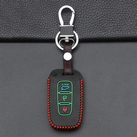 Buttons Luminous Leather Car Key Case Cover For Kia Soul Hyundai