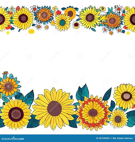 Arranged Sunflower Border for Invitation or Greeting Card Ai Generated ...