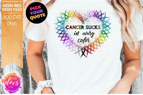 Cancer Awareness Ribbon Heart Choose Your Quote Option Sublimati Debbie Does Design