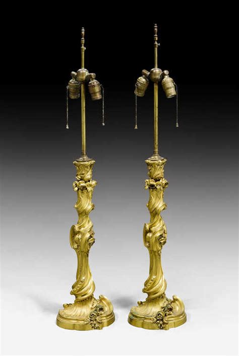 PAIR OF LARGE CANDLESTICKS Louis XV Style After Designs By J A