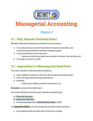 Managerial Accounting Ch Managerial Accounting Chapter