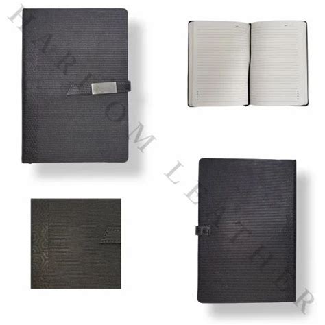 Saddle Stitched Pu Leather Cover Black Designer Diary Size A At Rs