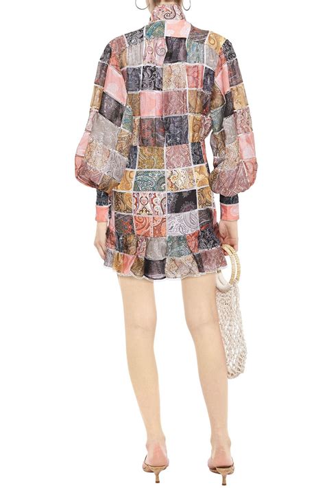 ZIMMERMANN Patchwork Effect Printed Linen And Silk Blend Gauze Mini