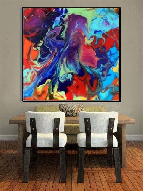 Big Colorful Abstract Oversize Canvas Print Extra Large Wall Etsy