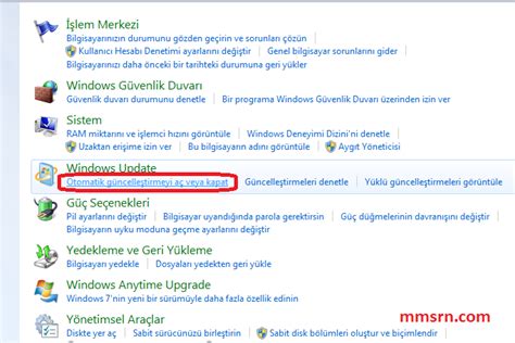 Windows 7 Update Güncelleştirmeler Nasıl Kapatılır Mmsrn