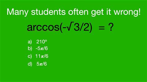 Find Exact Value Of Arccos In Seconds Without Using A Calculator Youtube