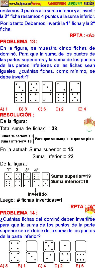 Dados Y Dominos Ejercicios Resueltos De Habilidad L Gico Matem Tica