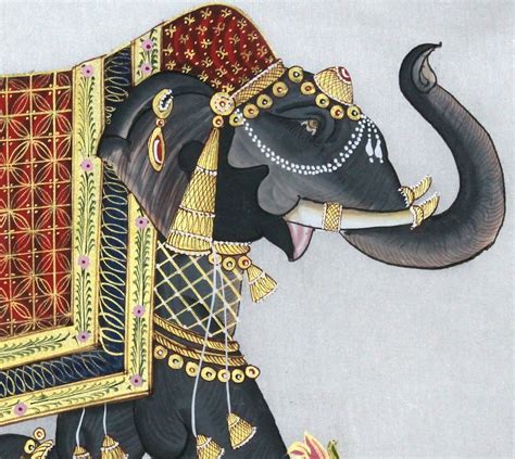 Painting Miniature Royal Mughal Elephant Cotton Handmade Home Décor Art Wall Hangings