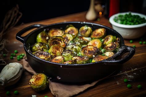 Premium Photo Roasted Brussels Sprouts Vegan Recipe Food