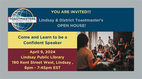 Lindsay And District Toastmasters Open House Toastmasters District 123