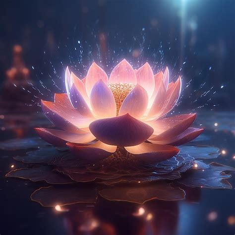 Premium Ai Image Lotus Flower Lightning Lights