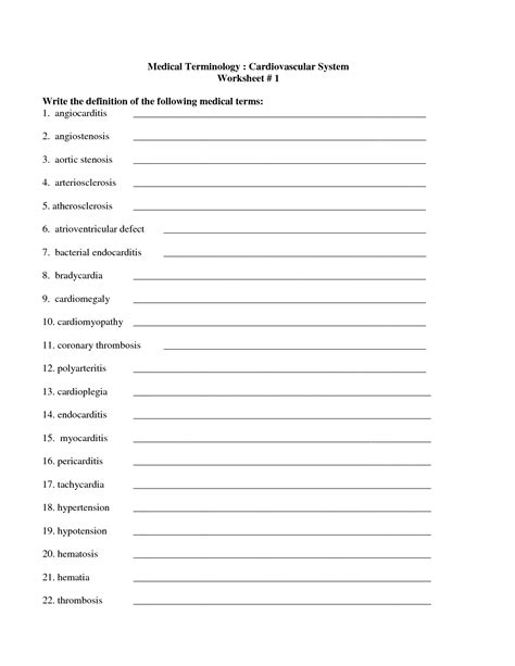 Medical Terminology Printables Free Pdf