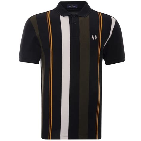 Fred Perry Knitted Stripe Polo Shirt Black M