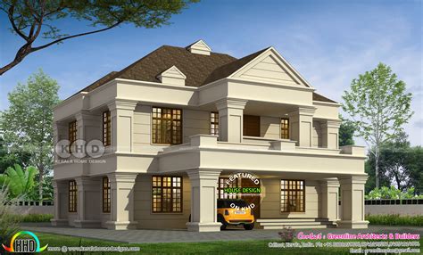 Sq Ft Bhk Colonial House Plan Kerala Home Design And Floor