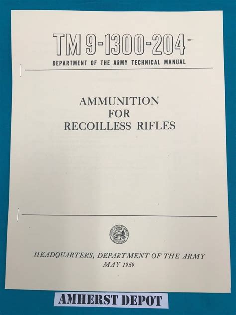 Ammunition For Recoilless Rifles Tm Army Technical