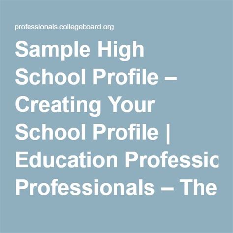 Sample High School Profile – Creating Your School Profile | Education ...