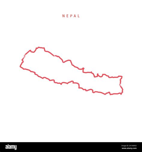 Nepal Editable Outline Map Nepali Red Border Country Name Adjust