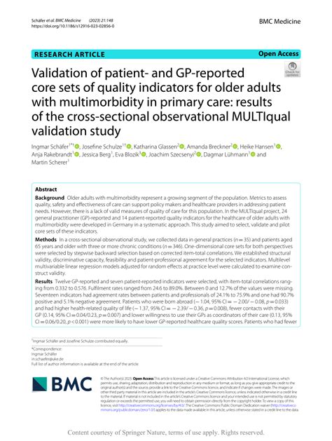 Pdf Validation Of Patient And Gp Reported Core Sets Of Quality