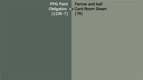 PPG Paint Obligation 1135 7 Vs Farrow And Ball Card Room Green 79