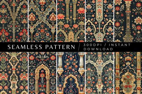 Mughal Architecture Seamless Patterns Graphic by Inknfolly · Creative ...