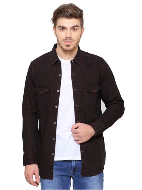 Buy Stylish Brown Denim Shirts Collection At Best Prices Online