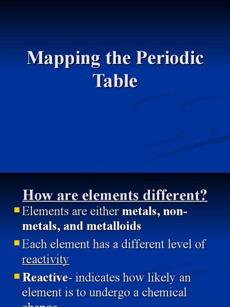 Mapping The Periodic Table Pdf Chemical Elements Metals