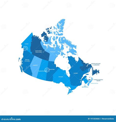 Canada Map With Regions And Their Capitals Vector Illustration ...