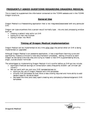 Fillable Online Frequently Asked Questions Regarding Dragon Medical Fax