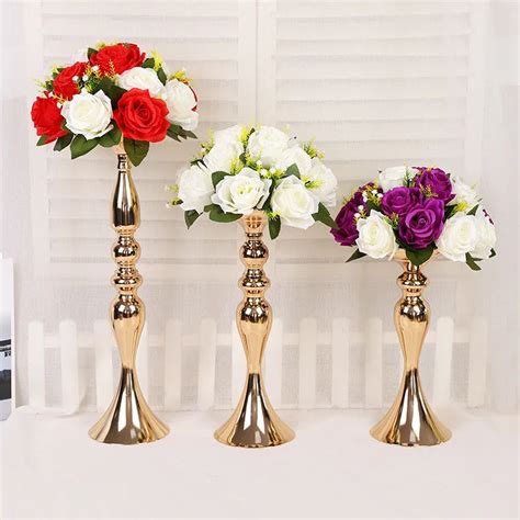 Candelabros Dorados Con Flores De 50CM 20 Pulgadas Candelabro Y