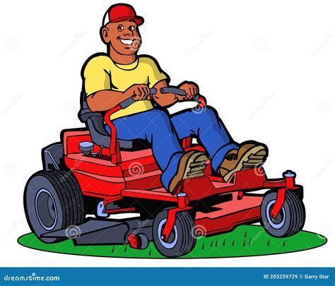 Lawnmower Man Character Illustration Handyman Art Stock Illustration