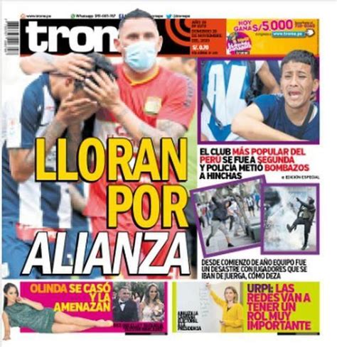 Alianza Lima Ocupa Portadas De Diarios Tras Sufrir Descenso A La Segunda División