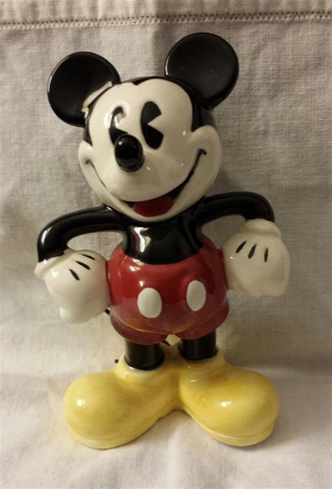 Vintage Mickey Mouse Glazed Ceramic Figure Figurine Walt Disney Enesco