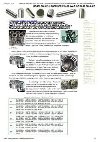 HERSTELLER VON KEGELROLLENLAGER EINREIHIG ZWEIREIHIG ODER MEHRREIHIG