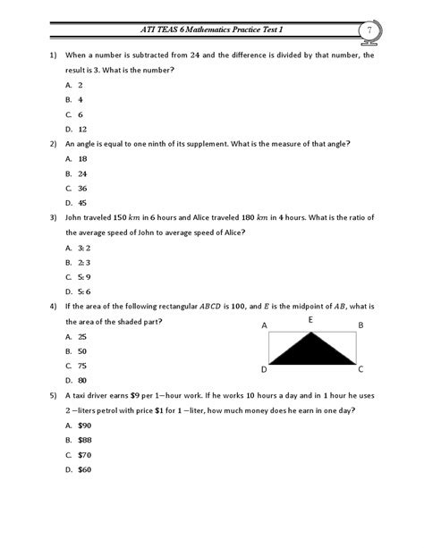 Tease Test Math Work Sheet Pdf