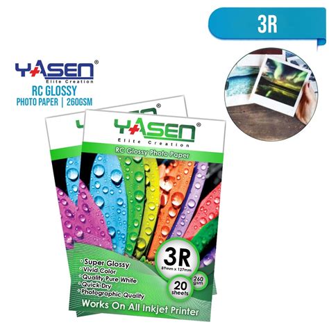 Yasen RC Glossy Photo Paper A4 4R 3R 260GSM Resin Coated