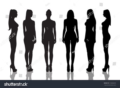 剪影的美丽和赤裸裸的女孩全长在白色背景 库存插图 316866833 Shutterstock