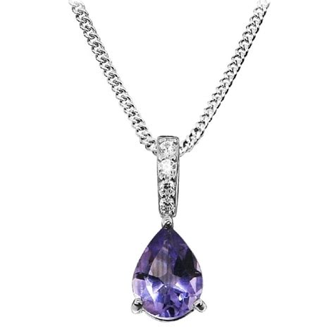 Grace Co Hope Bette Silver Cz Purple Amethyst Teardrop Pendant